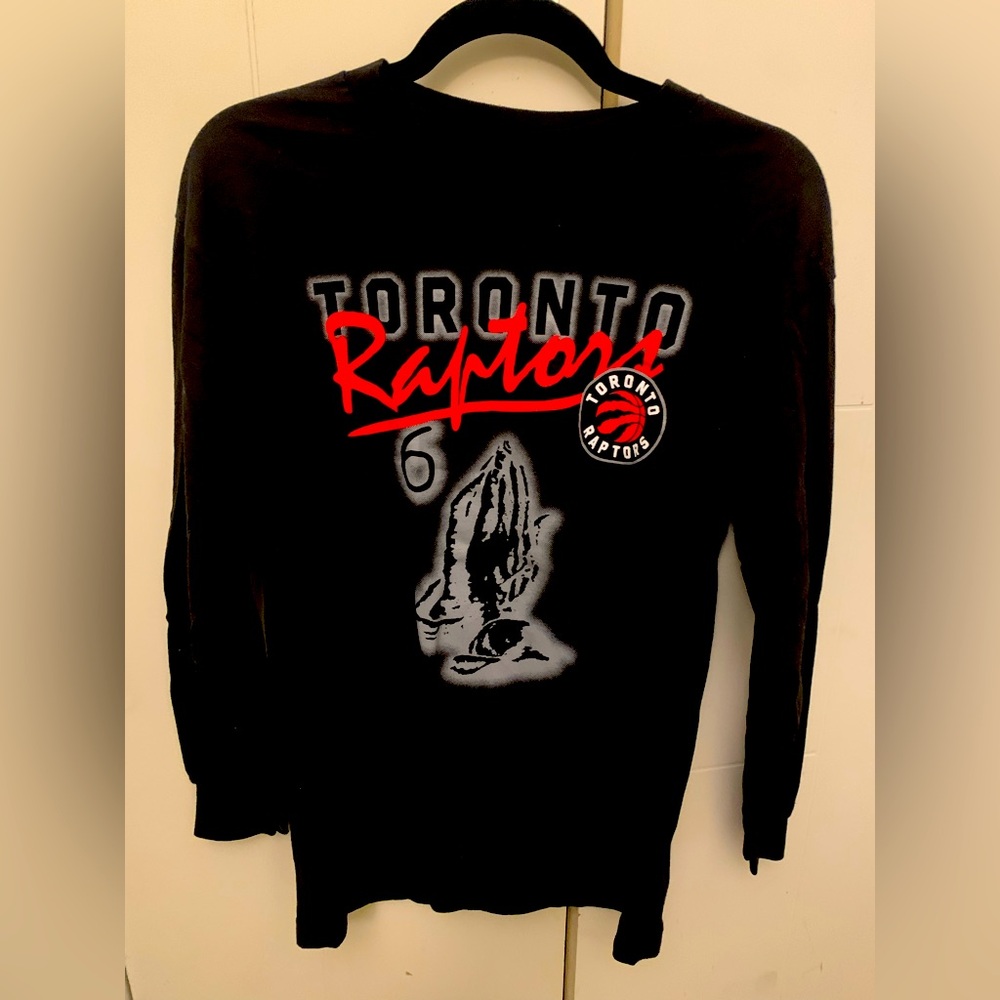OVO Toronto Raptors Black Long Sleeve Tee with Red Script